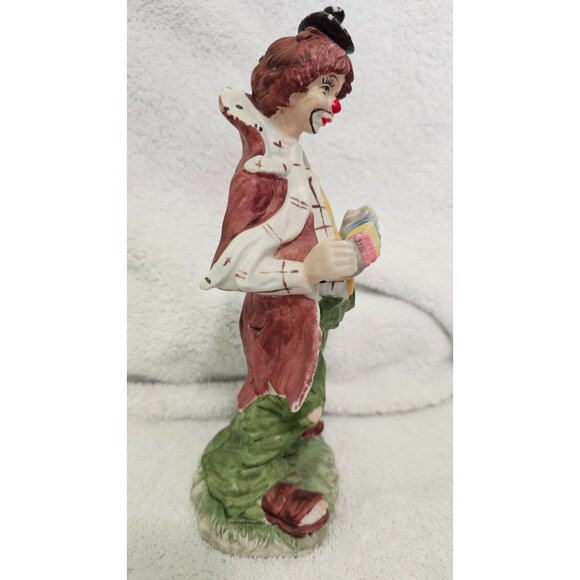 Vintage Porcelain Clown Figurine with Polka Dot Coat and Green Pants Handpainted - Picture 5 of 8